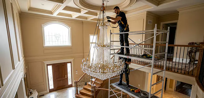 Two-Story Foyer Chandelier Installation in Pickerington